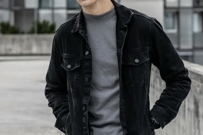 デニムジャケットを着たオシャレな男性