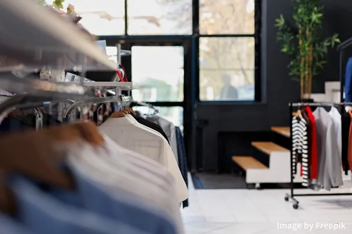 オシャレな服が並ぶセレクトショップの店内のイメージ